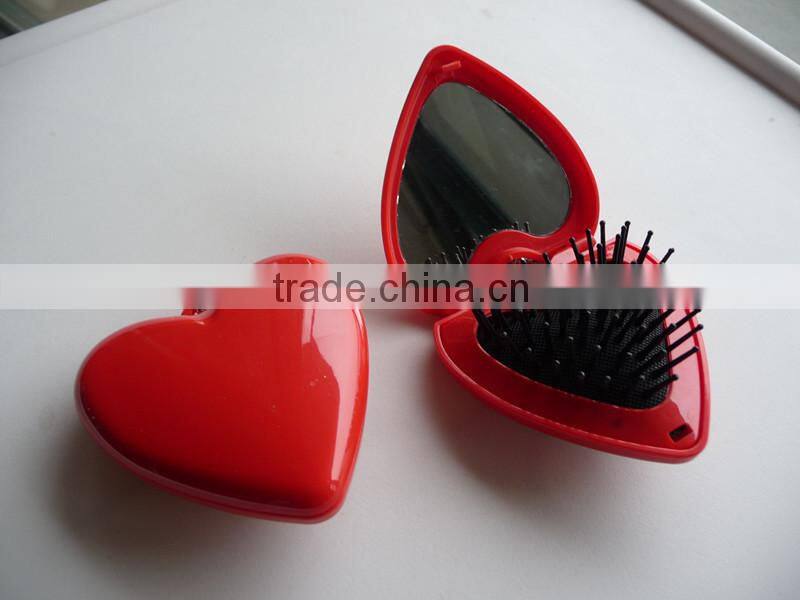 Plastic foldable heart shape makeup folding pocket comb