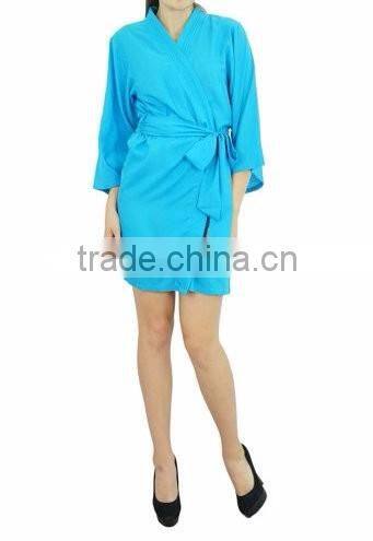Cotton Solid color Short Kimono Plain dyed robe Sexy Nighty Manufacturer