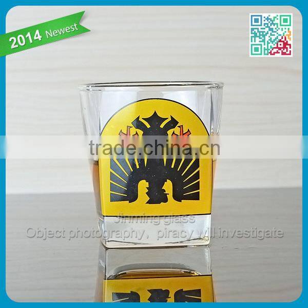 Top quality whiskey glass cup with black eagle decal logo thick bottom tumber whiskey cups