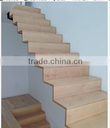 modern interior closed riser straight steel wood staircase
