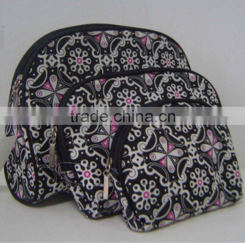 New Zipper microfiber Travel Ladies three-piece Cosmetic Bag set