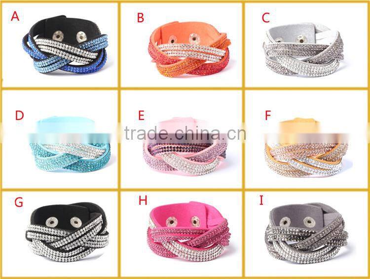 MBRL33 Hot Selling hollow out wintersweet knitting winding rope cross bracelet