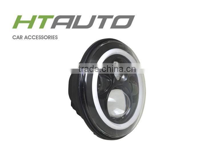 HTAUTO LED Auxiliary Work 7" Round Led Headlight All Round Halo Ring Motorcycle Spotlight Daymaker Headlight for JEEP Harley