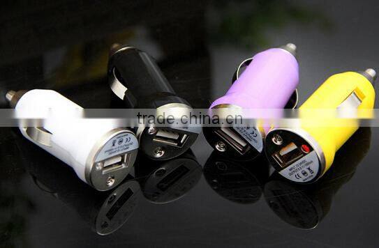 Colorful mini 5V 1A bullet mini car charger adapter with LED