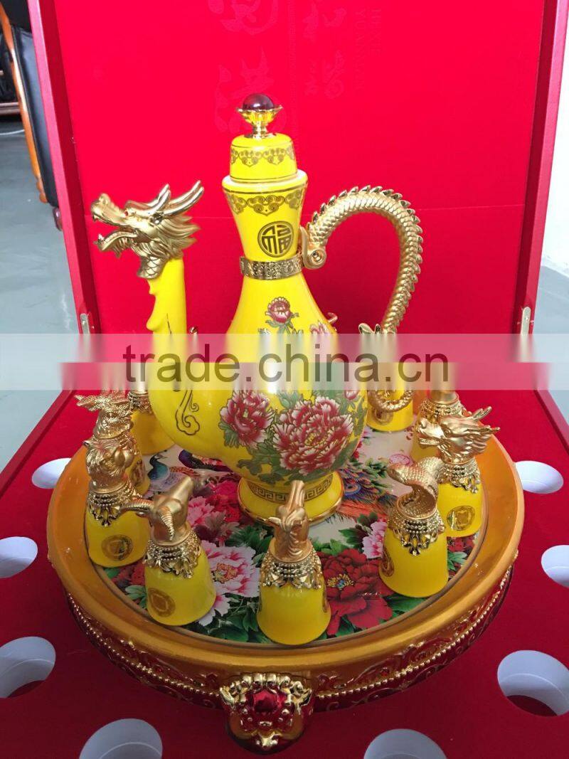 12 zodiac yellow ceramic wine cups,artistic ceramic cup