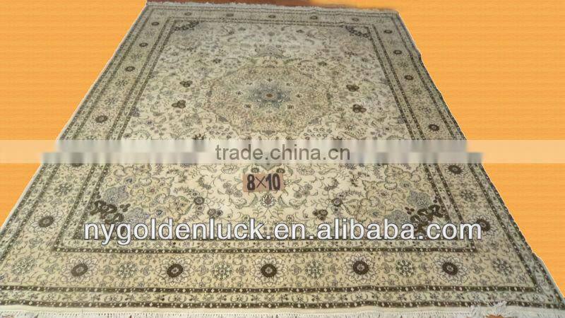 8x10ft kashmir ivory wool and silk carpet
