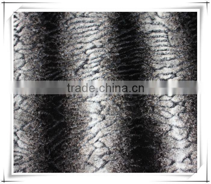 jacquard waved printed artificial fur fabric for garments