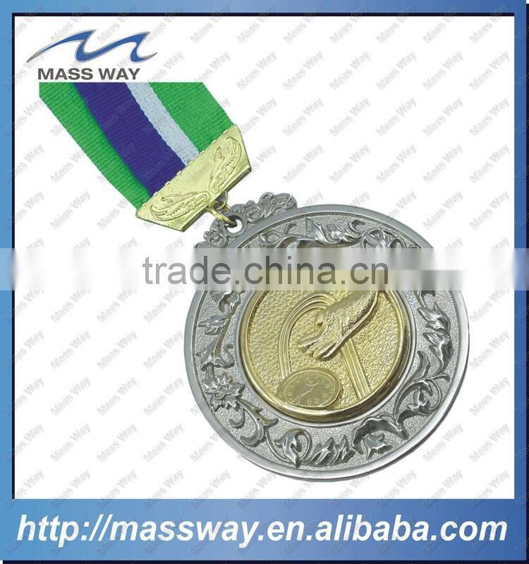 souvenir ribbon die casting 3D zinc alloy brass custom gold medal