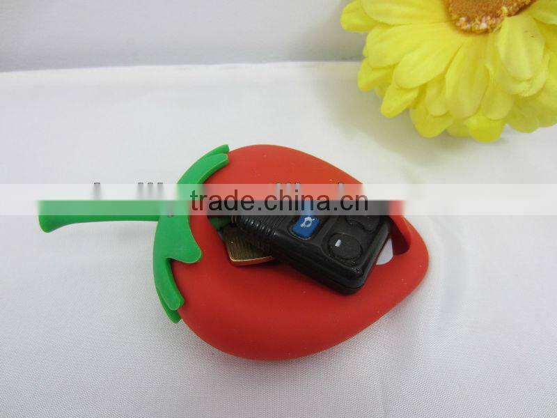 Fashion Strawberry Cute styles Silicone Key holder soft skin case factory
