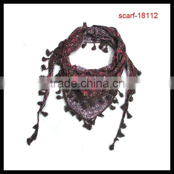 fashion lady polyester chevron triangle scarf tassel