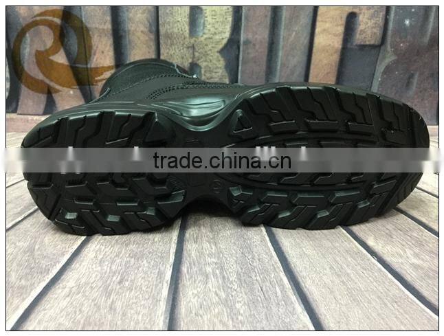 High ankle fashion genuine leather black military combat boots army safety shoes