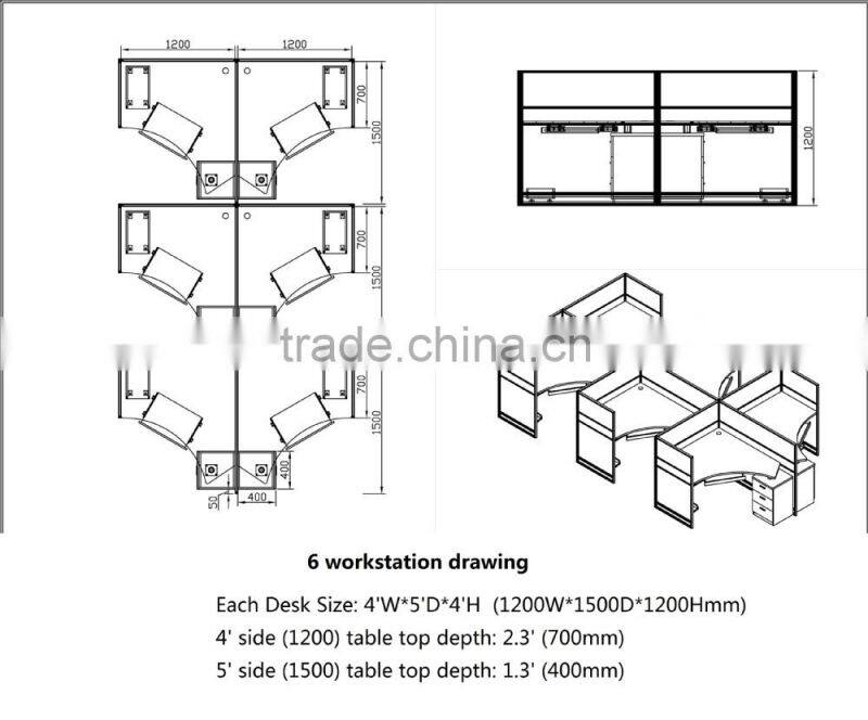 IT office furniture workstation (FOH-JT2C)