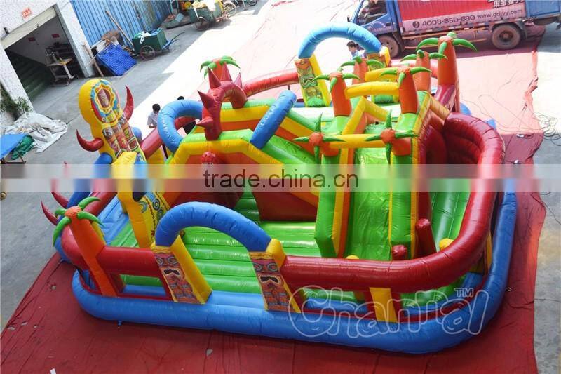 Tiki Island inflatable playground obstacle fun city for sale