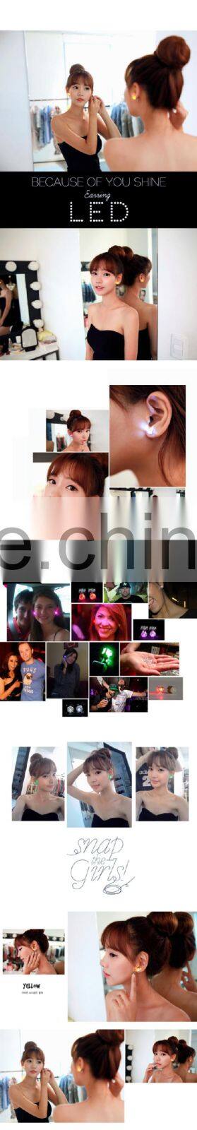 1Pair LED Light Up Earring Stud For Dance Party and Club Girls