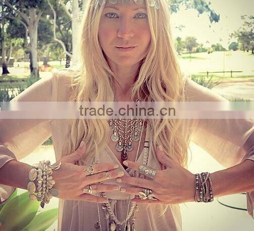 New Gypsy Boho Ethnic Silver Plated Alloy Coin Tassel Charm Necklace