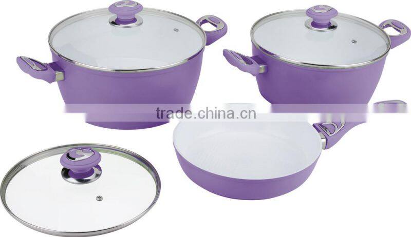 ALUMINUM FORGED CASSEROLE purple ceramic cookware set