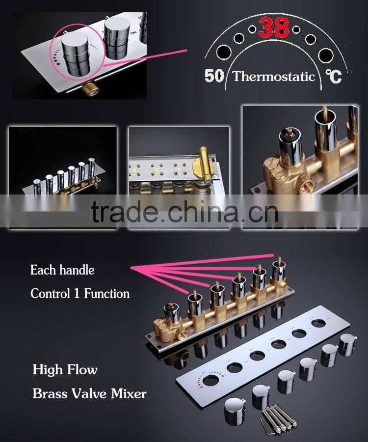 Bathroom accessories 5 Function Brass chrome thermostatic valve high flow water faucet