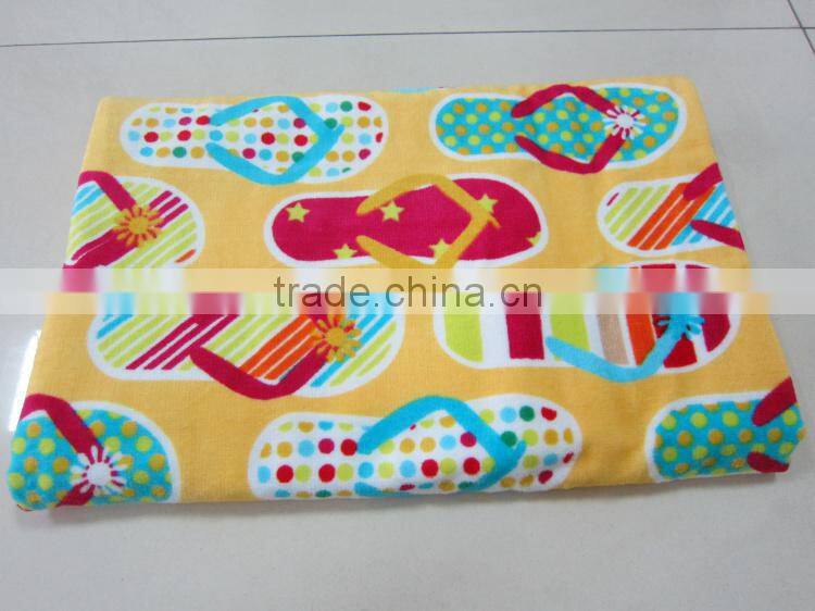 2016 top sale slipper printed casual beach towel play time printed towel