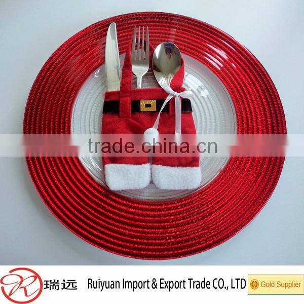 Promotional Cute santa claus suit christmas cutlery bag ,cutlery sleeve for sale