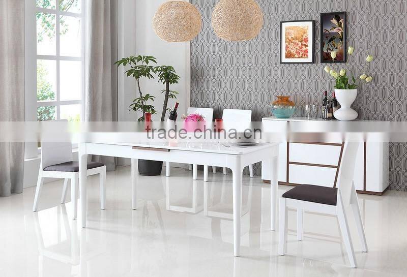 Glass Top Dining Table With MDF Frame Solid Wood Legs A1505#
