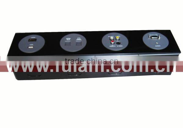 Aluminum Multimedia wall oulet connector with RCA VGA HDMI NET AV USB