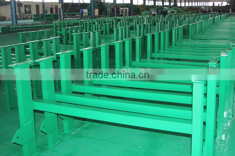 Belt conveyor trough idler roller frame