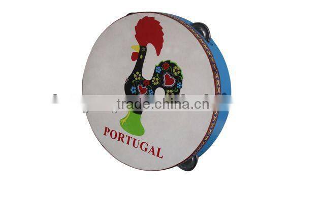 Wooden musical Toy cartoon tambourine