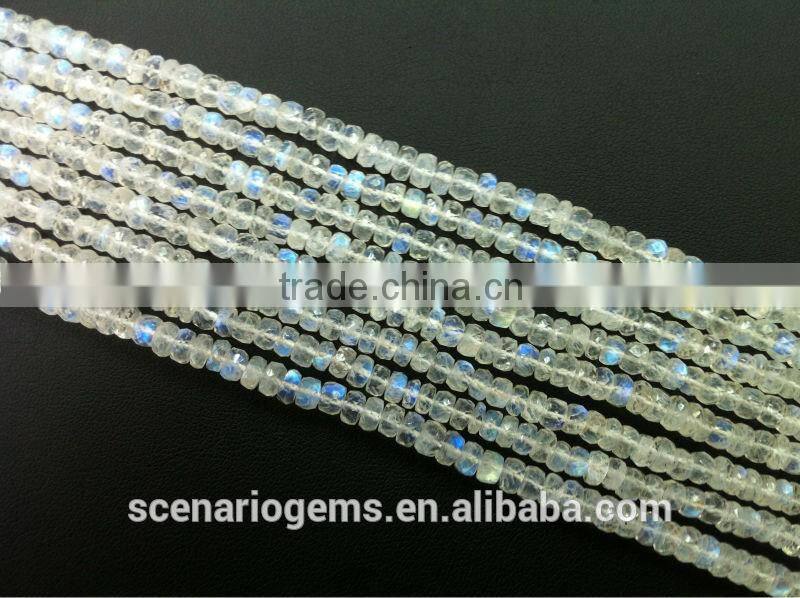 #325AE Natural Gemstone Roundel Faceted Loose Beads Rainbow Moonstone