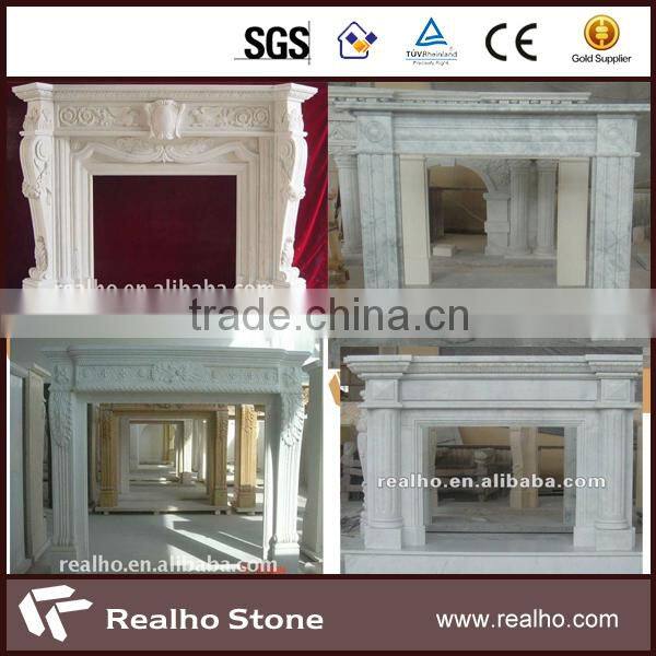 pure white marble fireplace