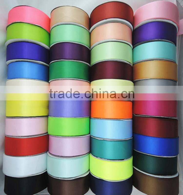 wholesale top quality colored shimmer single face 100% polyester satin ribbon for hair bow materials