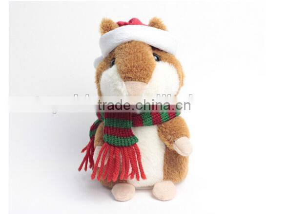 2015 Promotional products for kids talking repeat plush hamster,mini cute speaking recording hamster, repeat what you say