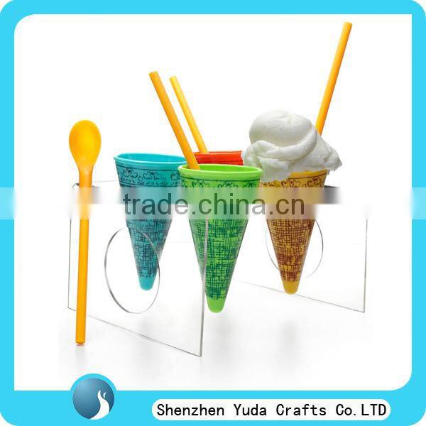 U shape cone display with handle plastic ice cream cone holders acrylic ice cream cone stand