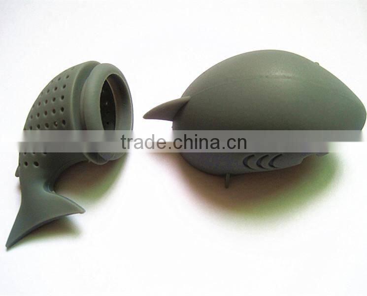 BPA free FDA approved food grade sharky manatee Mr.tea leaf shape unique loose silicone tea infuser wholesale