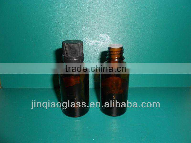 30ml amber glass dropper bottle with orifice reducer and plastic cap
