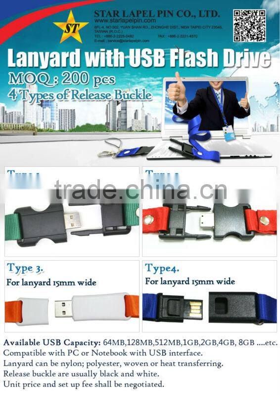 China custom company logo lanyard special pocket usb flash drive