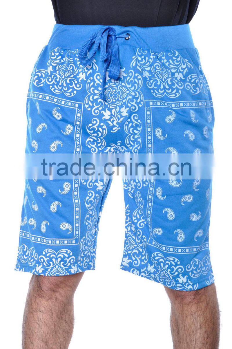 Basic Casual Rock Old School Bandana Paisley French Terry Short