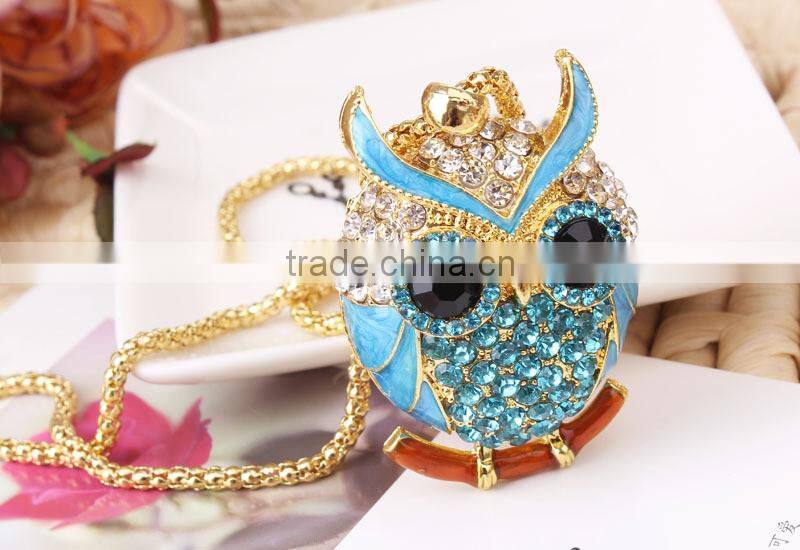 MYLOVE high quality colorful rhinestone owl necklace
