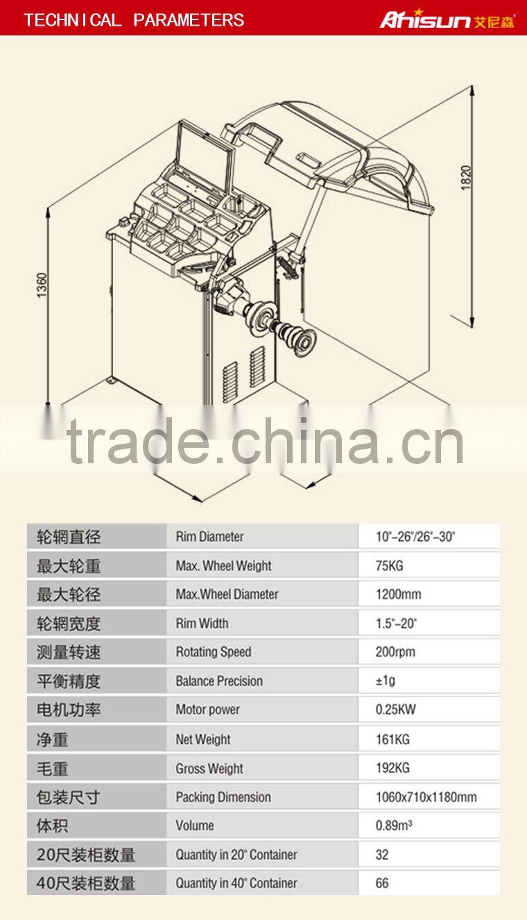 Italian quality wheel balancer and tire balancing changer machine