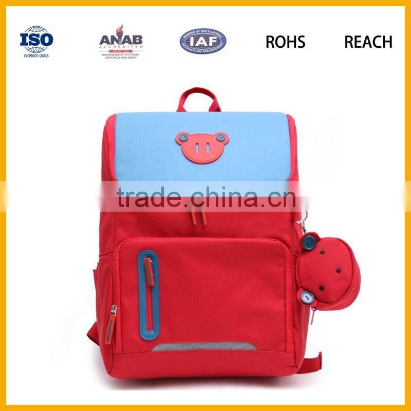 Leading Manufacturer Plain Style Nylon Material Red Young Boys Strong Schoolbag Backpack Leisure Bag