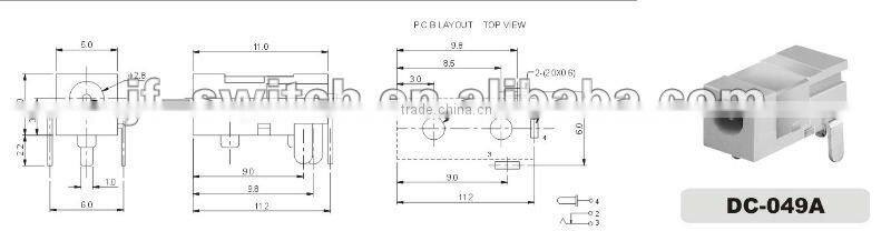 dc power jack for dell (dc-049a),mini dc jack connector socket,female dc jack