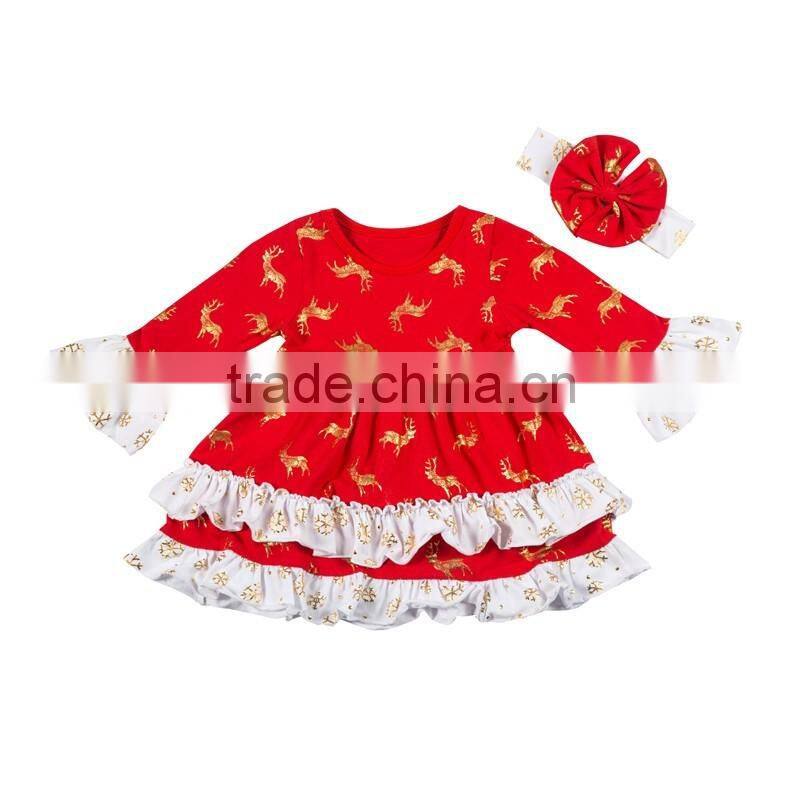 Kapu craft fashion style christmas sets snowflake milu deer cotton sets for 0-9 years old girl