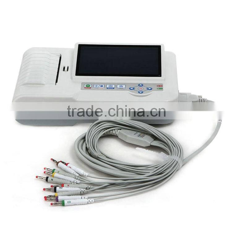 6 Channel Standard 12 lead Factory supply electrocardiograph ecg machine