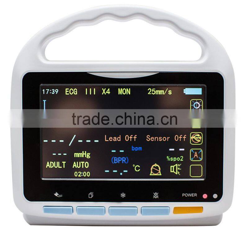 CE&ISO approved 5 inch Touch Screen Multi parameter Patient Monitor with bluetooth function software