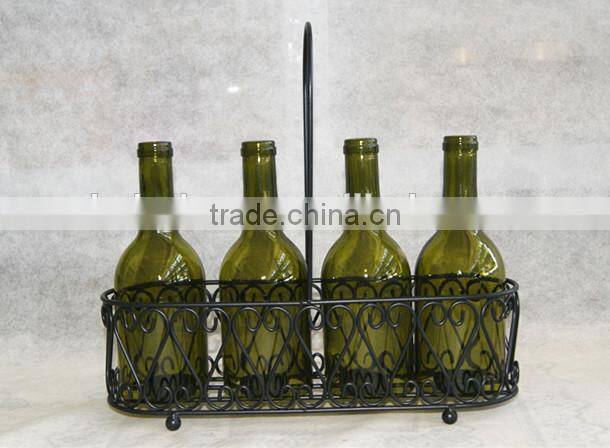 2014 hot sale iron basket candle holders with 4 pcs bottle