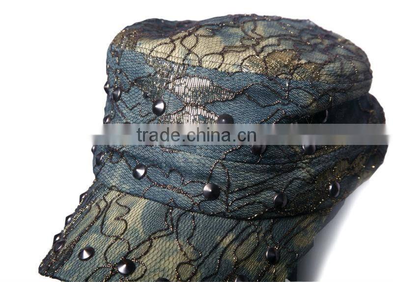 Most popular fashion design workable price rivet lace cowboy cool hat
