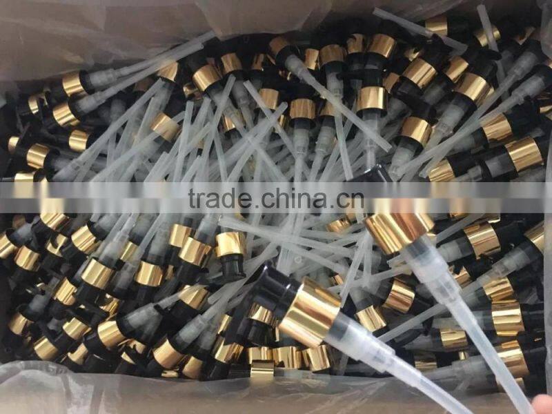 24mm 28mm wholesale shiny gold aluminum lotion pump cap for shampoo bottle