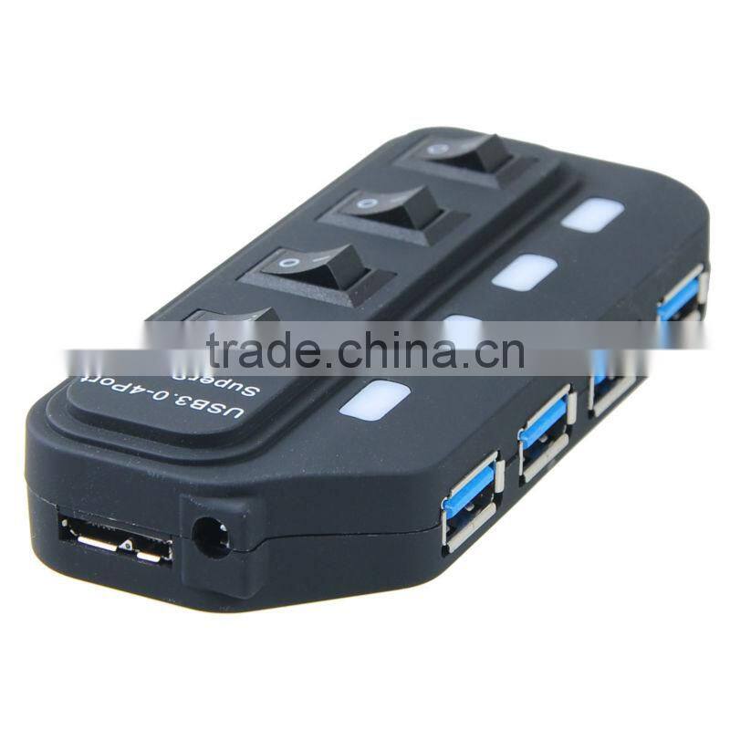 Super Speed 4-Port USB 3.0 Hub with Power Cable USB Type A to Micro 3.0 B Cable