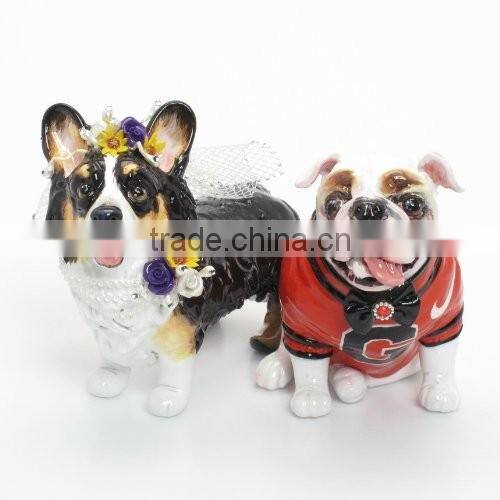 Custom Sculpted Ceramic Dog Wedding Cake Topper