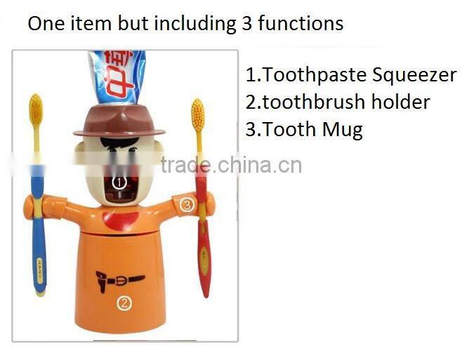 Toothpaste Squeezer toothpaste dispenser with toothbrush holder and Tooth cup