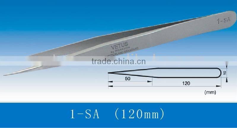 120mm length tweezers with sharp straight/curved point tweezers,vetus tweezers